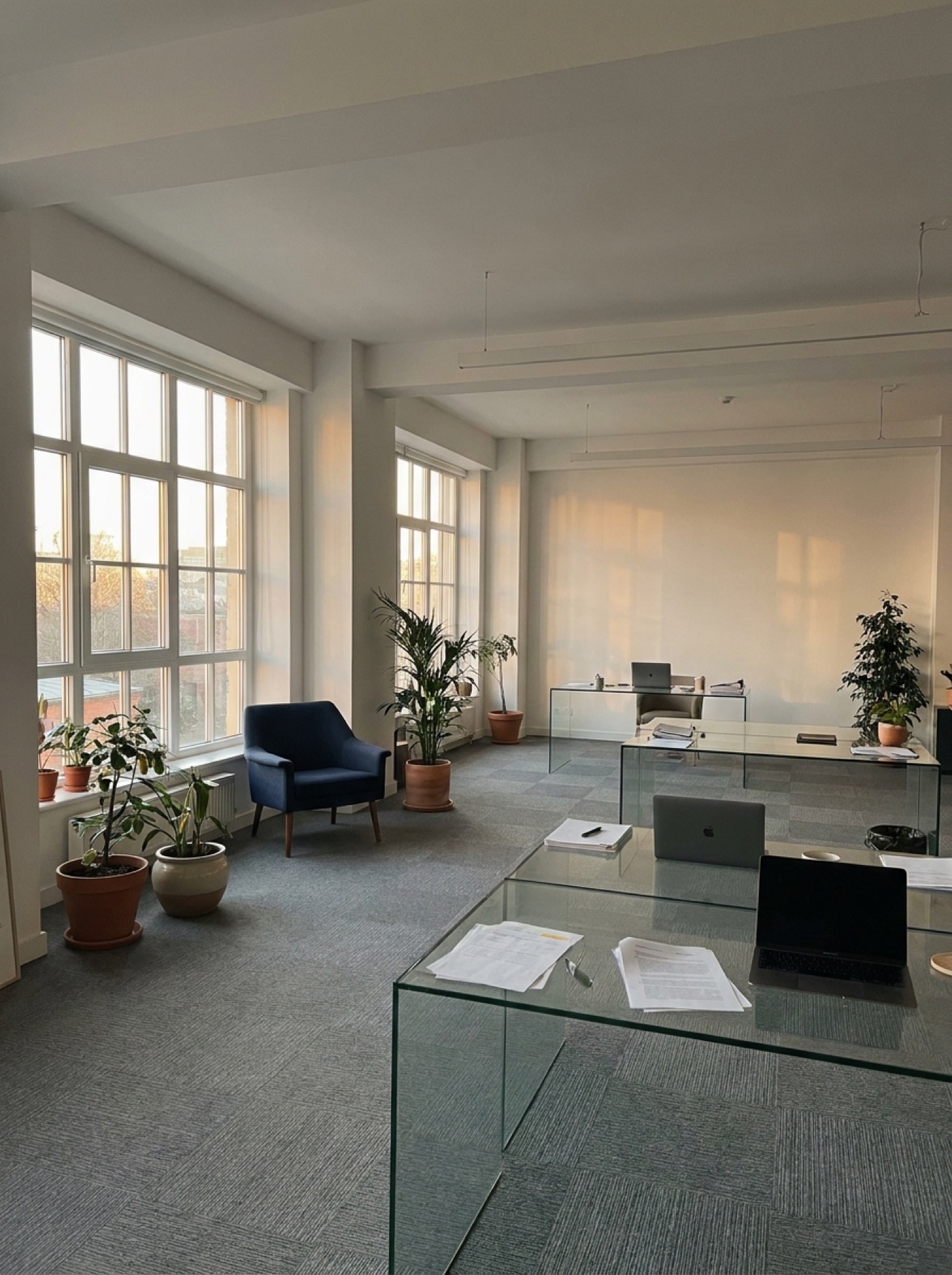 An empty, freshly cleaned modern office space